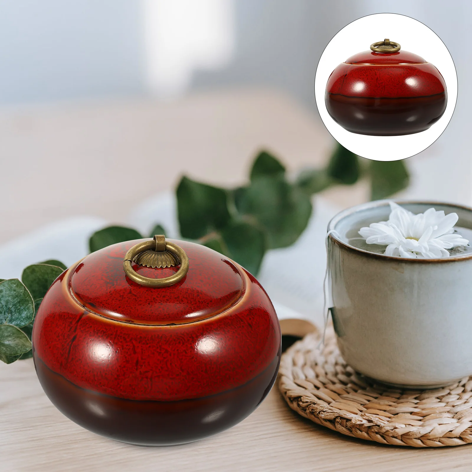 

Household Tea Canister Ceramic Sealing Jar Convenient Multi-Function Storage Container for Tea Dried Food Storage Canister