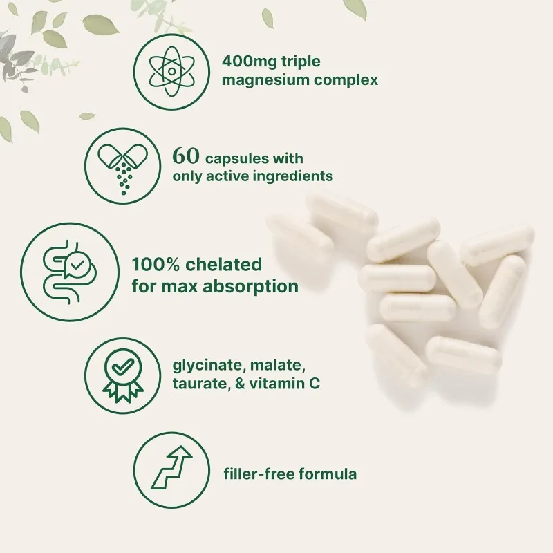 Micro element magnesium complex capsule - triple glycine, malic acid, taurine containing vitamin C  support muscle energy health