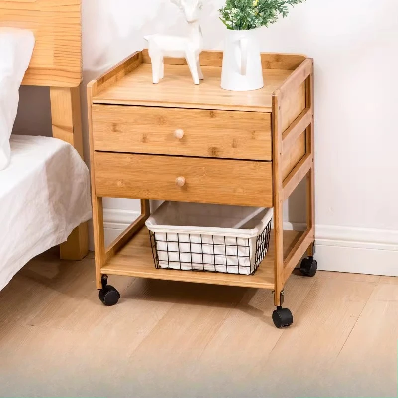 

Bamboo Modern Nightstand Minimalist Side Cabinet for Small Spaces Multi-Functional Bedroom Organizer & Living Room End Tables