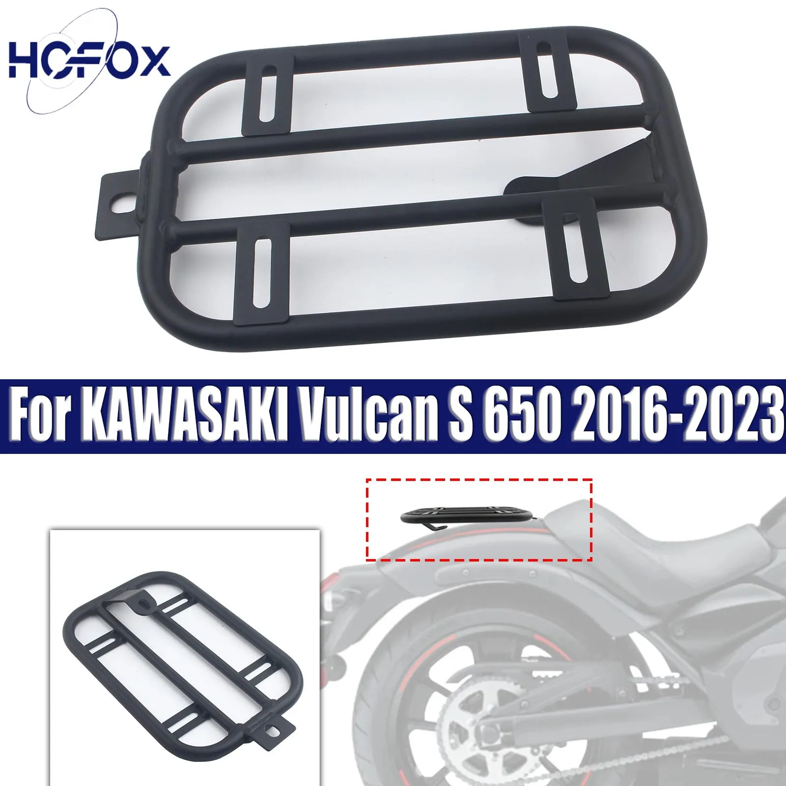 

For KAWASAKI Vulcan S 650 2016-2023 Tail Rack Suitcase Luggage Carrier Board Shelf Black Metal