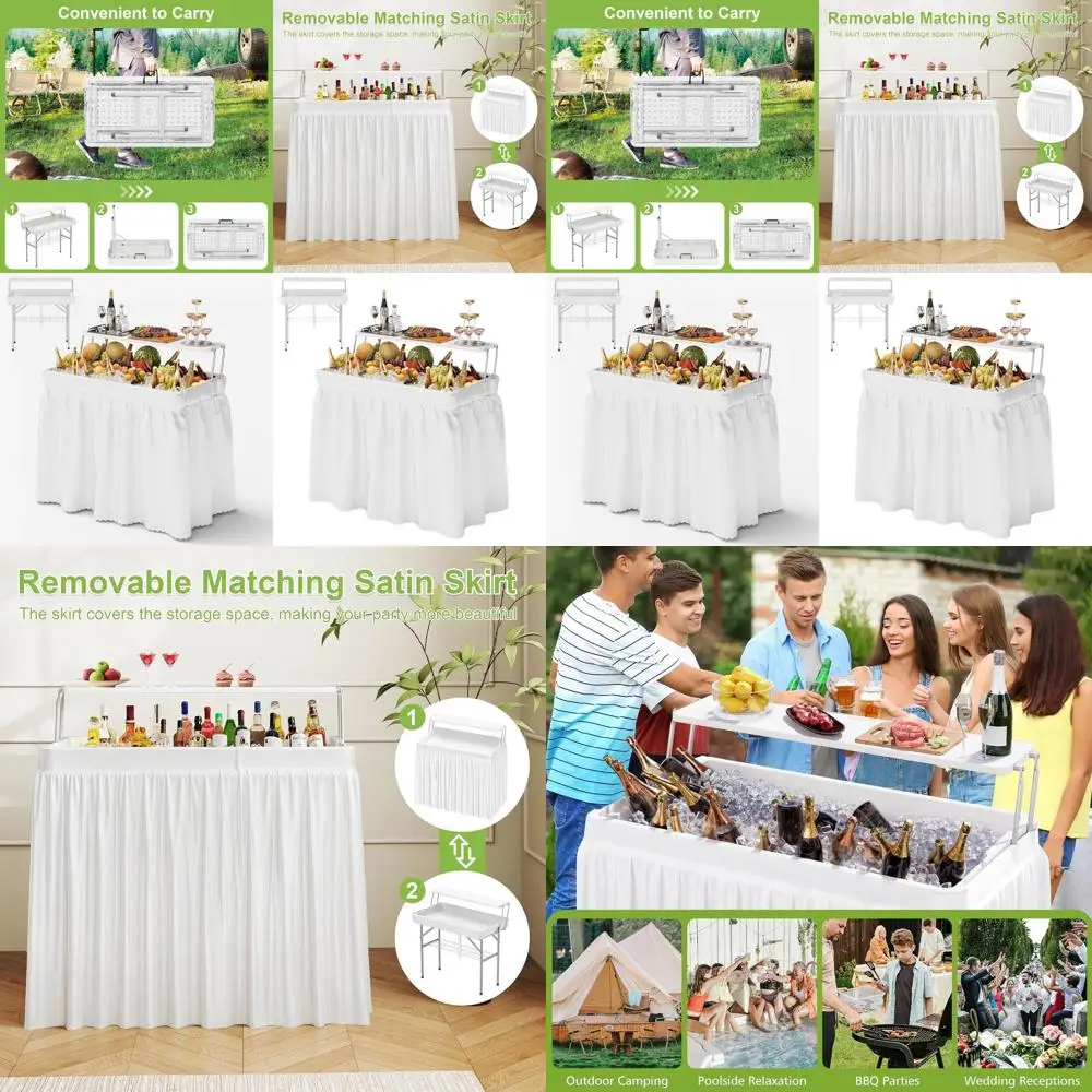 

Folding Ice Table with Storage Shelf for Outdoor Events, White