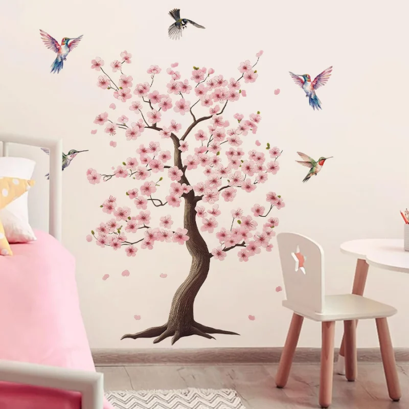 

Original Pink Peach Tree Wall Stickers Bedroom Living Room Children's Room Cozy Decorative Sticker Self-Adhesive Removable