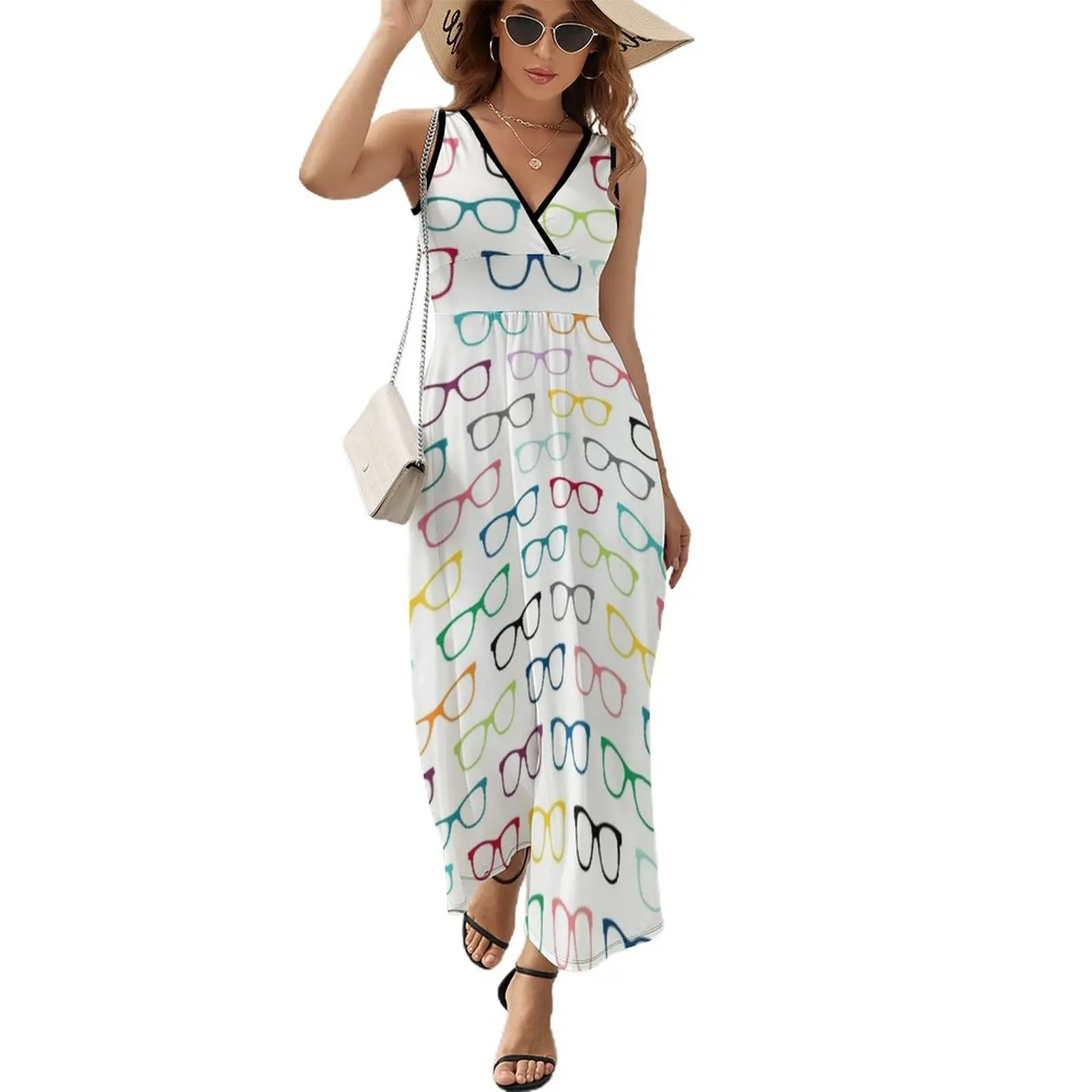 

Hipster Glasses Geek Pattern Sleeveless Dress Dress women summer dresses womens 2024