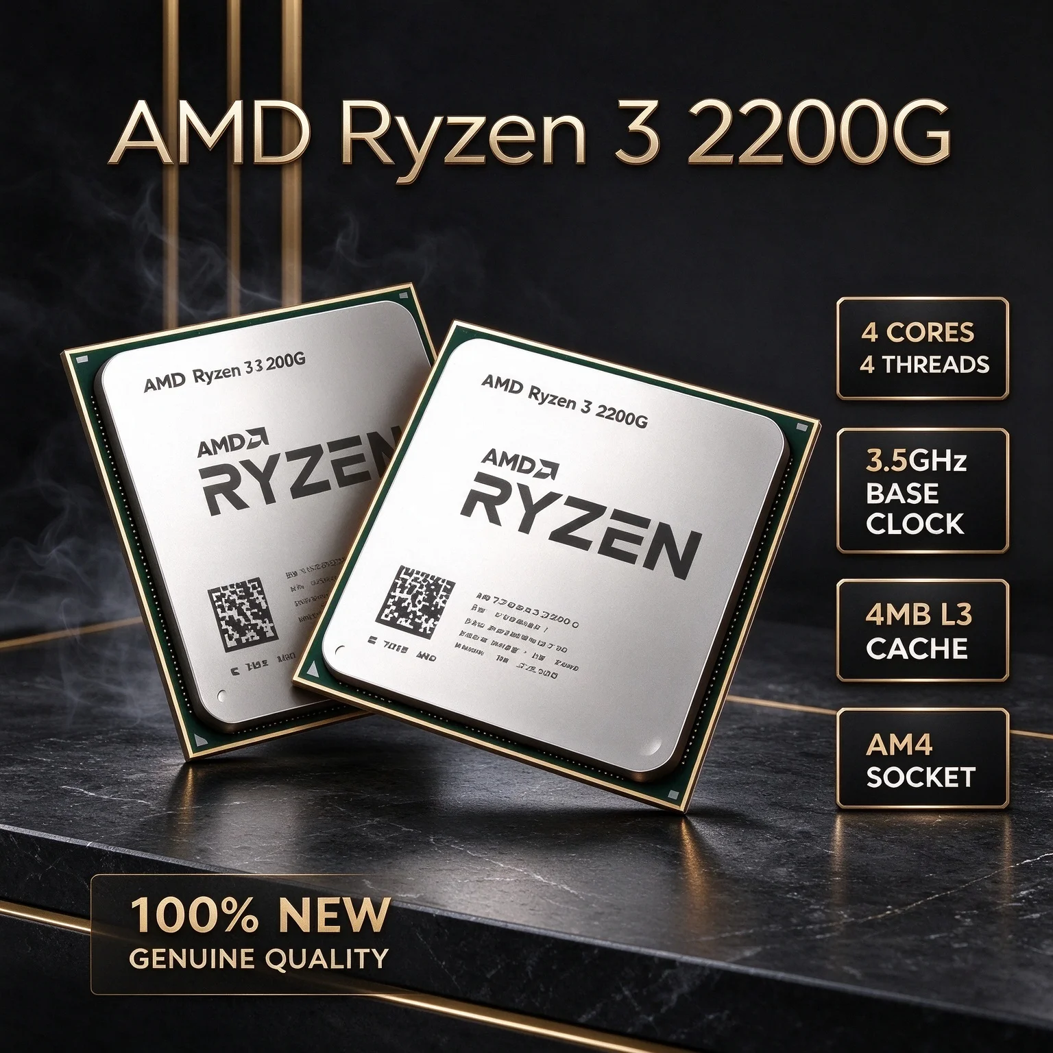 In Stock AMD Ryzen3 2200G Desktop NEW CPU Quad-Core 4 Thread 3.5GHz 14nm Zen AM4 Socket YD2200C5M4MFB