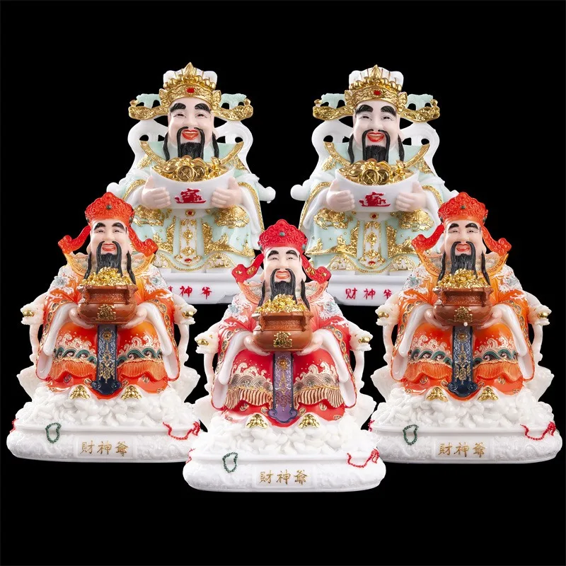 Luxury high gilding jade BUDDHA figure HOME shop Prosperity protection Money God of wealth Mammon CAI SHEN YE FENG SHUI statue