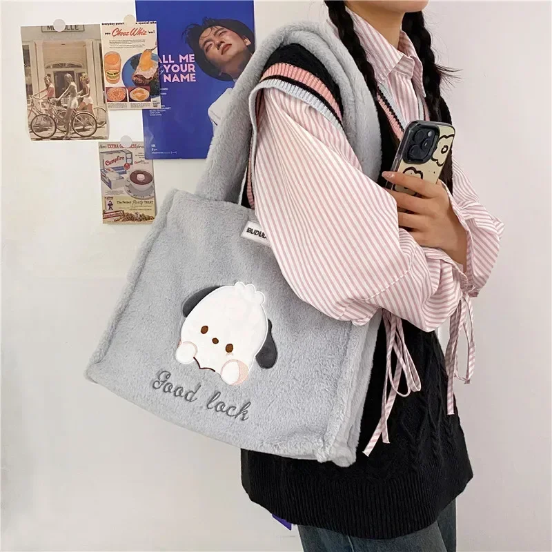 Sanrio hello kitty handbag new large capacity cartoon shoulder bag fashion kuromi bento bag girls makeup bag