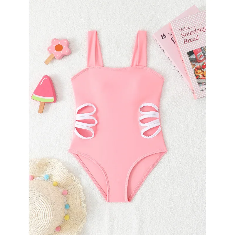 Girls One Piece Swimsuit 7-12 Year Kids Swim Suit Teenage Children's Swimwear 2025 Black Cut Out Bathing Suits Beach Wear Cute