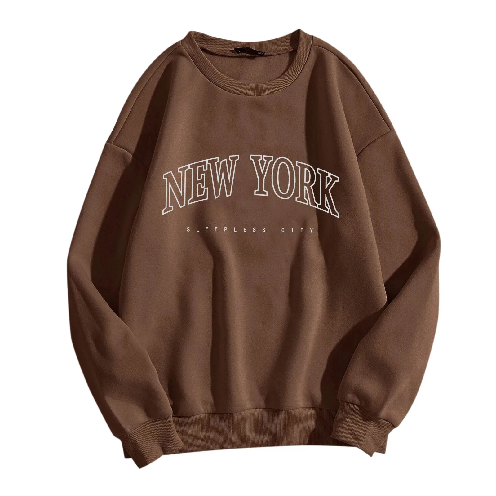 Y2k Clothes New York Letter Print Hoodies Long Sleeve Round Neck Pullover Sweatshirt Solid Classic Graphic Versatile Hoodie