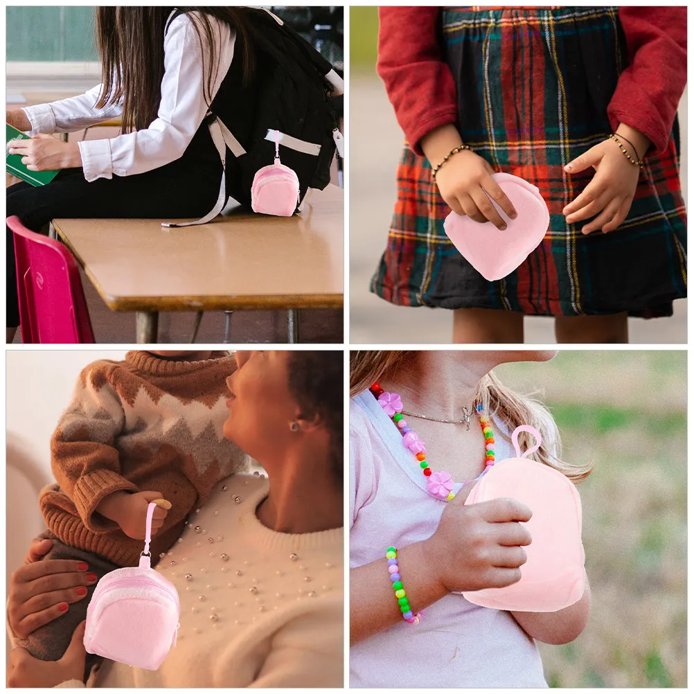 Small Candy Color Book Bag Decorative Children's Cute Purse Keychain Pouch Functional Coin Holder Travel Lightweight Change