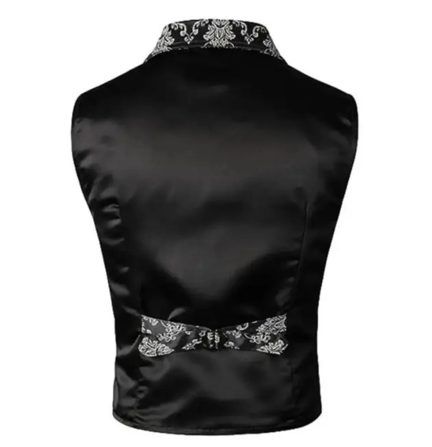 Viktorianische Blumen-Jacquard Herrenanzugweste Formelle Business-Weste mit Revers Einreihig Slim Fit Weste für Hochzeit Bankett Party – Detail 11