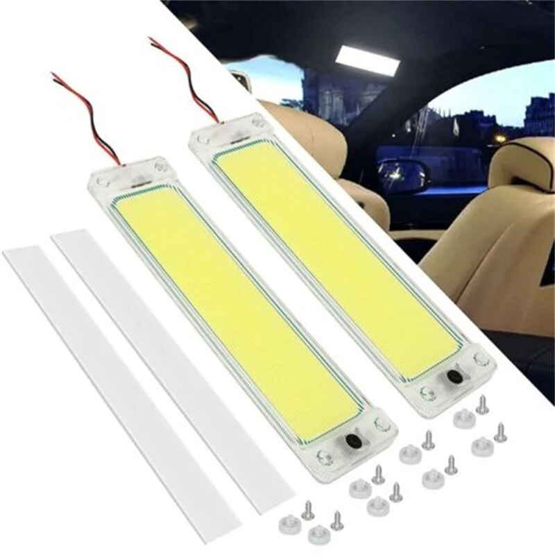 2X Universal Car Interior Led Light Bar White Lamp COB Interior Lighting Ceiling Roof Lights Tube for Van Lorry Truck  RV Camper