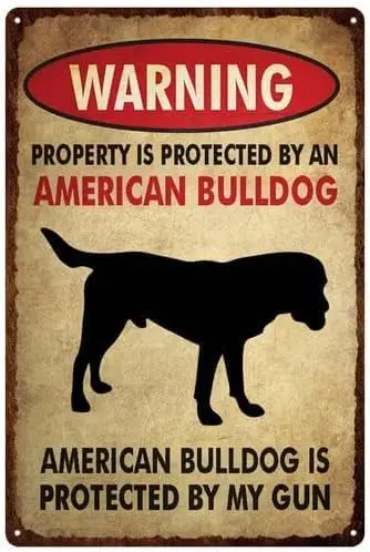 Warning American Bulldog Vintage Aluminum Metal Sign Retro For Toilet Restroom Home -aluminum