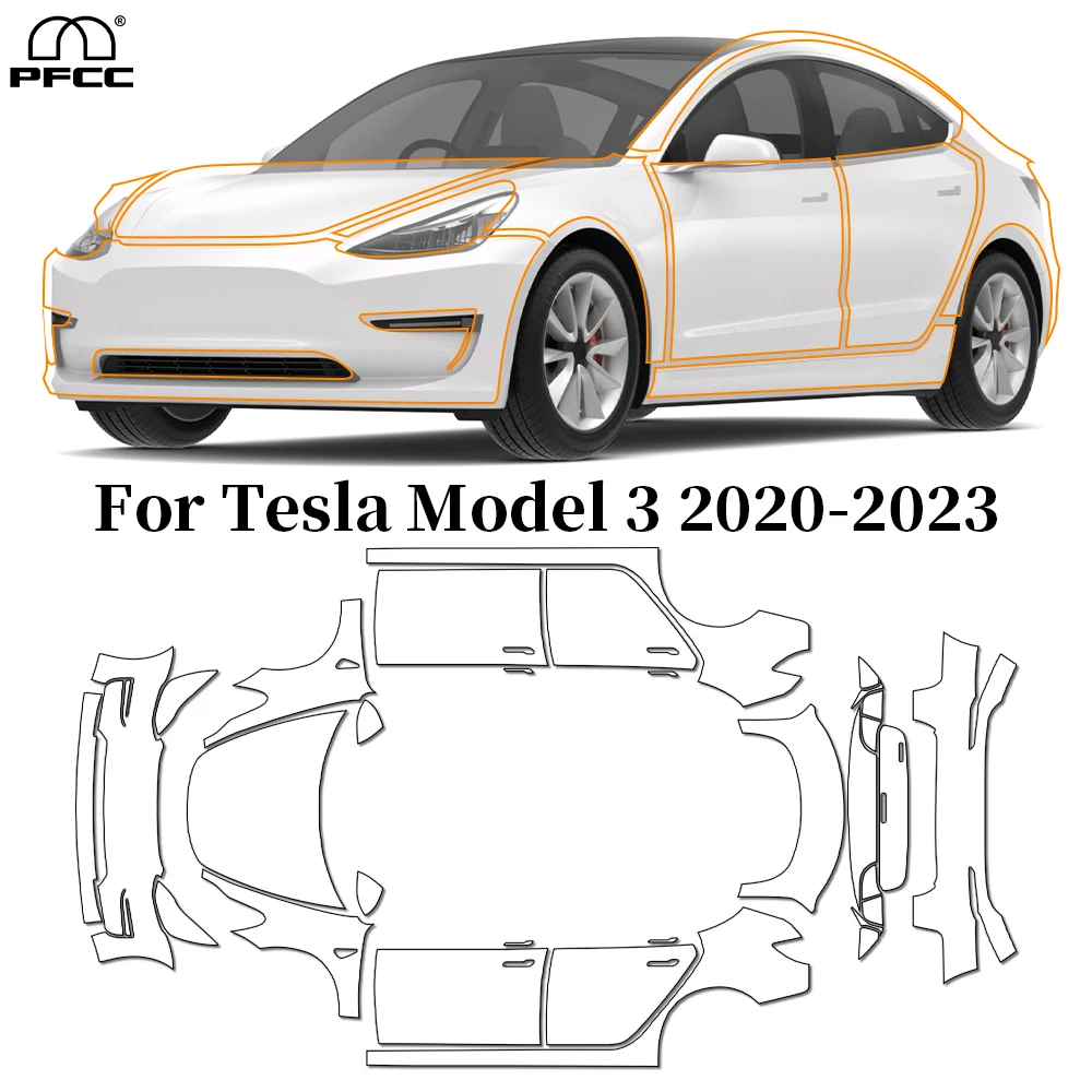 

For Tesla Model 3 2020-2023 TPU Paint Protection Film Car Body Clear Bra Pre-cut PPF Anti-Scratch Resistant Invisible Repairable