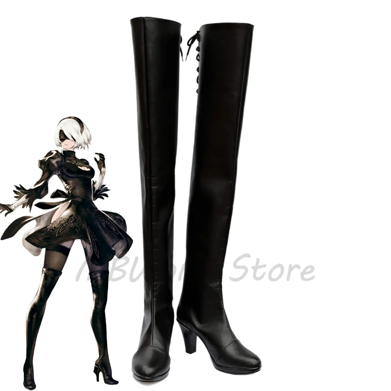 

NieR Automata YoRHa No. 2 Type B 2B NieR Cosplay Shoes Boots Game Role Play Halloween Carnival Christmas Party Outfit Prop