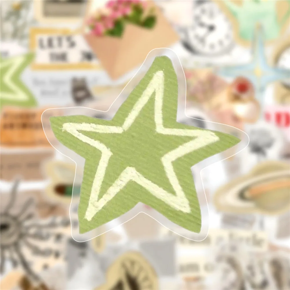 50 PCS Ins Style Artistic Mix Match Item Decals Decorate Hand Account Pencil Case Scrapbook Helmet Transparent Waterproof Decals