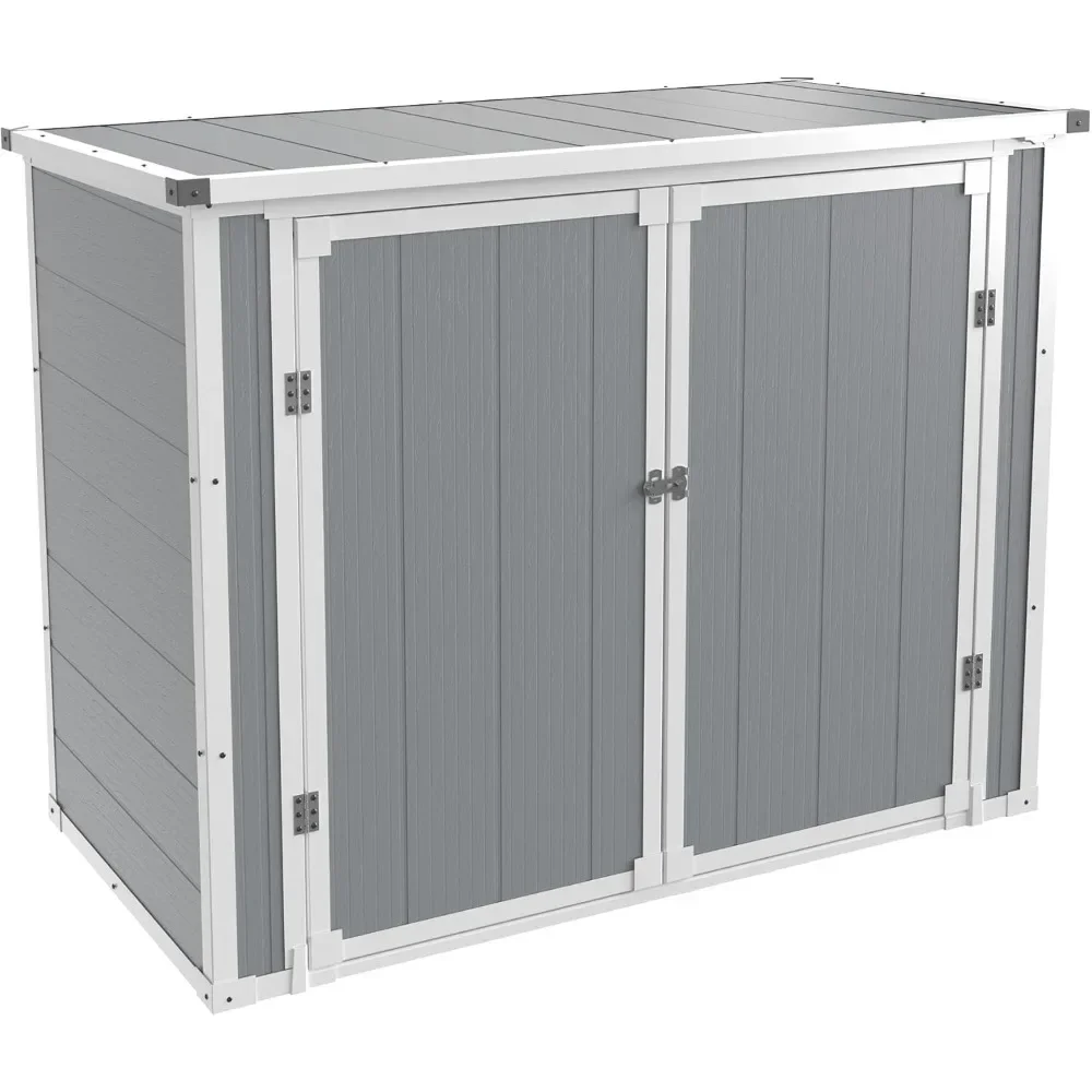 41 Cu.Ft Horizontal Storage Shed Outdoor, Weatherproof Resin Storage Shed with Floor Thickened, Gas Spring, Lockable Doors