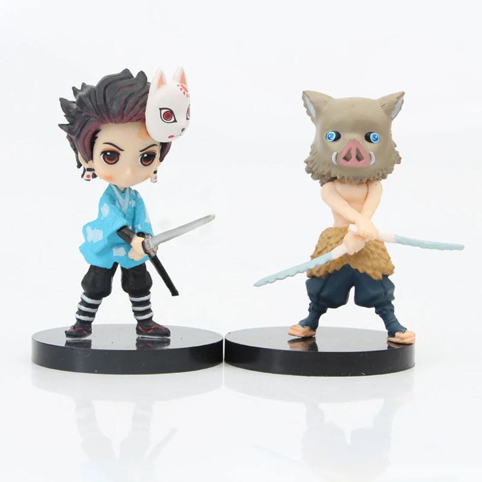 6 peças/set anime diabo assassino boneca kimetsu não yaiba boneca q-versão tanjiro tanjiro nezuki izumi no tsubasa boneca brinquedo 7cm