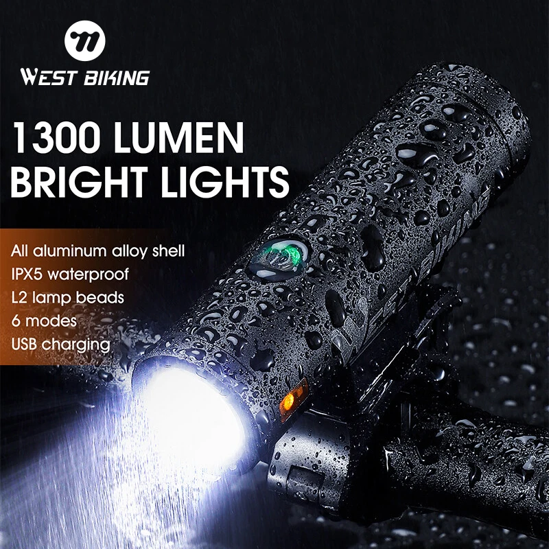 WEST BIKING Bike Light USB Rechargeable LED 4500mAh Rainproof Bicycle Headlight MTB Aluminum Flashlight Cycling Front Rear Lamps