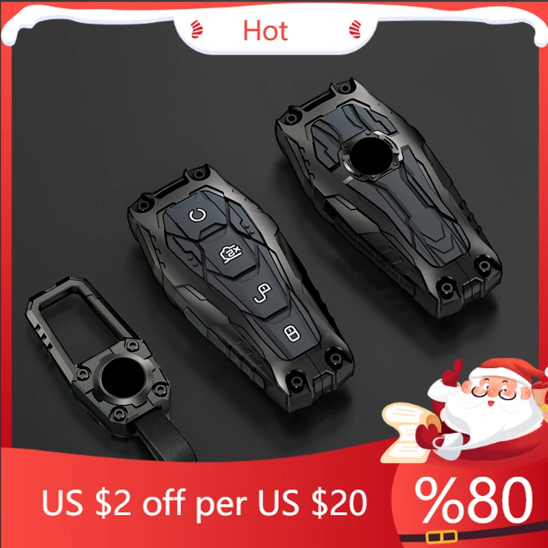 

Hot Metal Car Remote Key Cover Case Holder shell Bag Keyring Fob For BYD New ATTO 3 Atto 2 Shark 6 Dolphin Min Interior Stickers