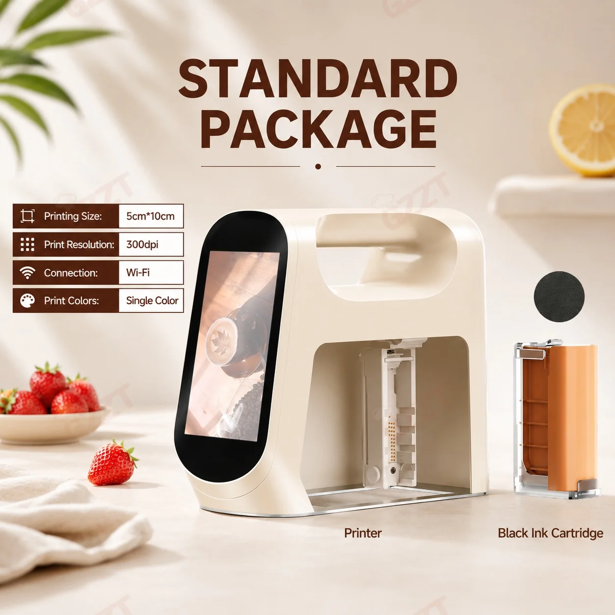 1. Automatic Touchscreen Coffee Printer, Wi‑Fi Connection Selfie Latte Art With Colored Edible Ink 5*10cm Print Size Coffee