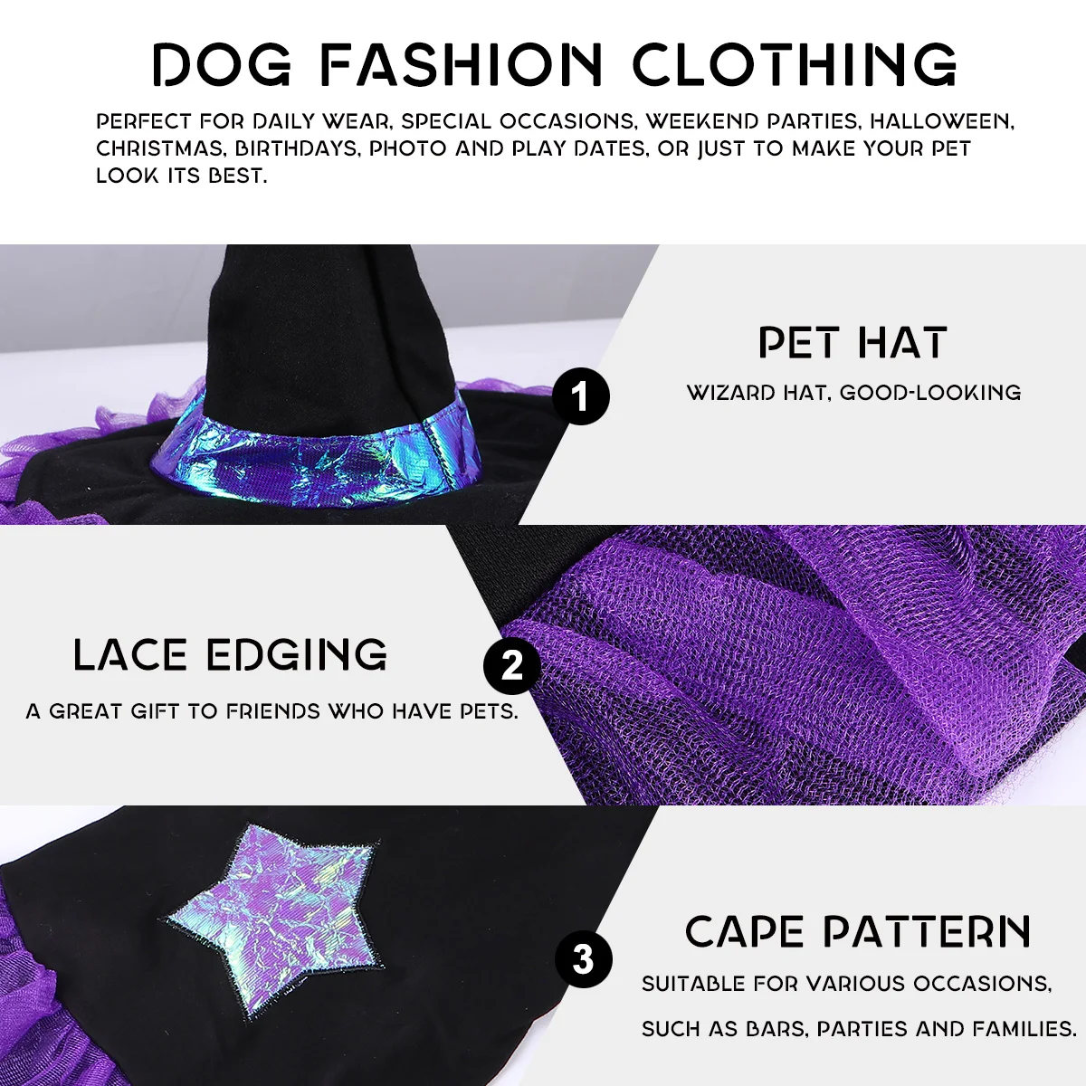 

Funky Costumes Wizard Shape Dog Clothes Durable Comfortable For Halloween Christmas Parties Outdoor Gift Cat Doggy Wizard