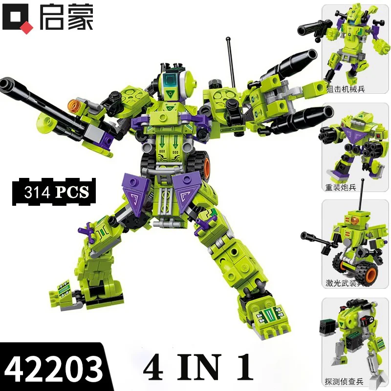 Original Neue 4 in 1 Erleuchten Roboter Modelle Bausteine Vanguard Krieger Kinder Puzzle Spielzeug Hobbys Jungen Geburtstag Geschenke Modell