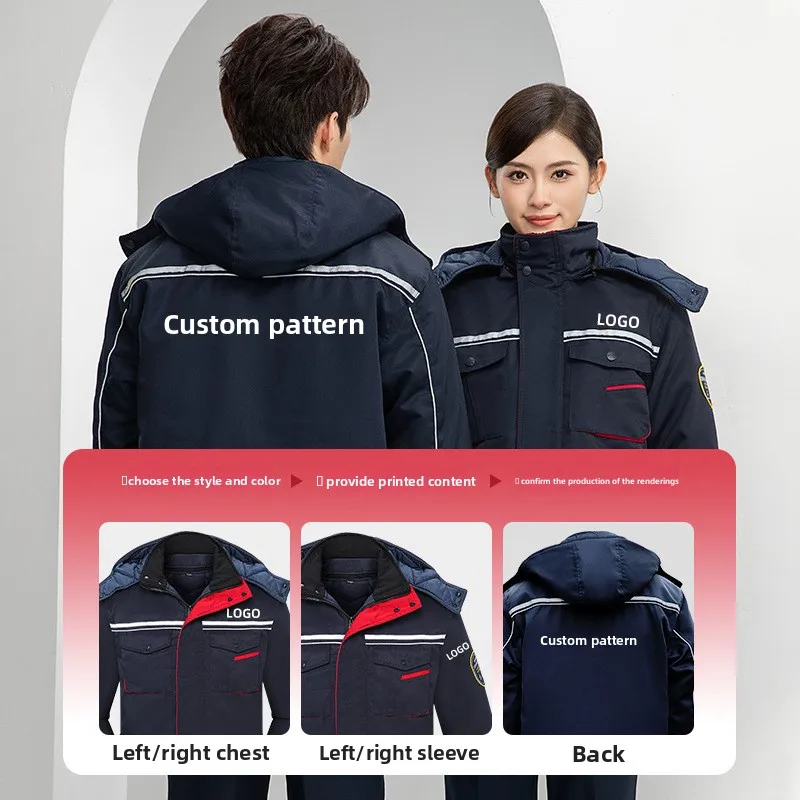 Men's Anti-acid and Alkali Anti-static Workwear Cotton Jaet Windproof Warm Winter Workwear Reflective Strip Cold Storage
