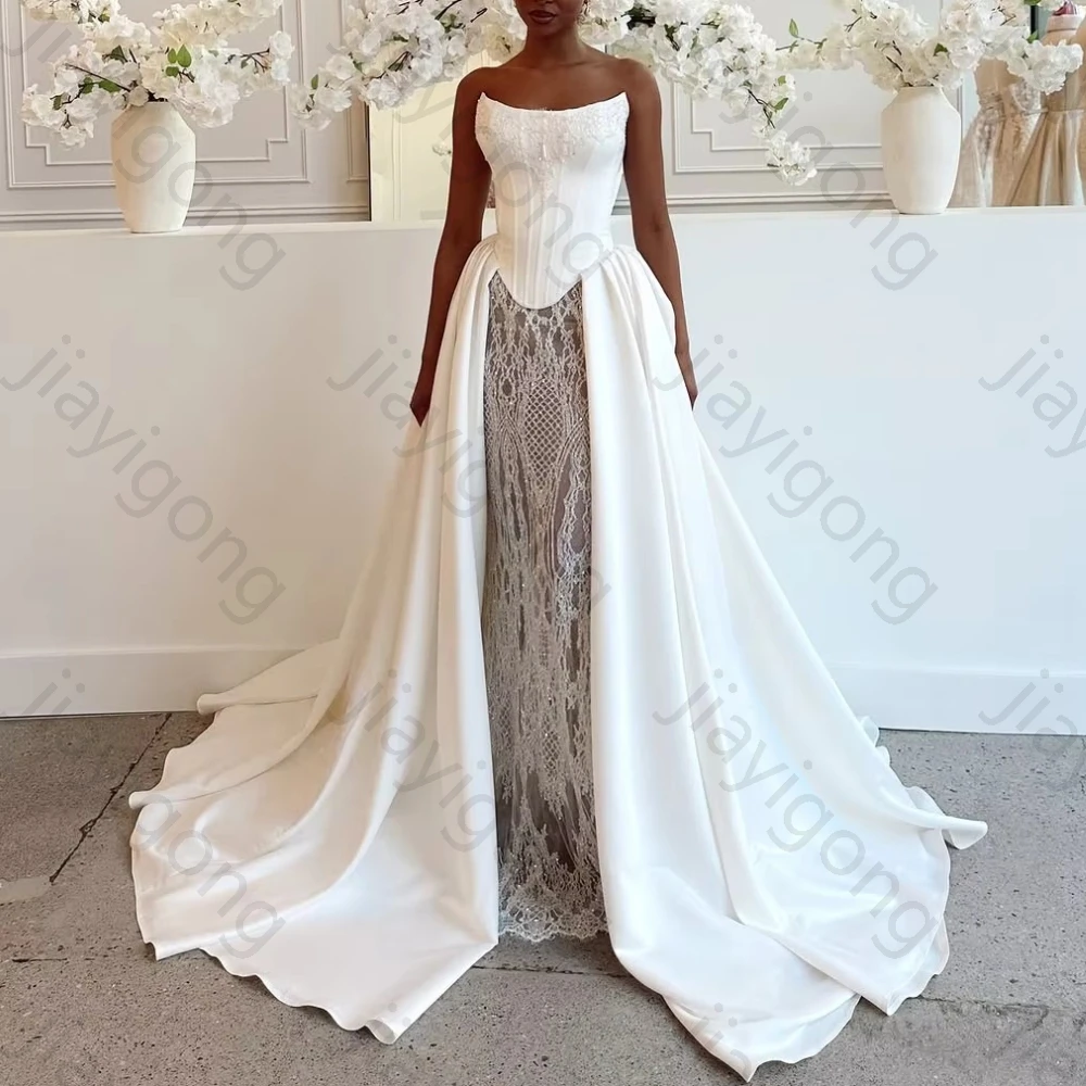 

Изысканные атласные свадебные платья с открытыми плечами, сексуальные кружевные платья с длинными рукавами и открытой спиной, высококачественные вечерние платья для выпускного бала