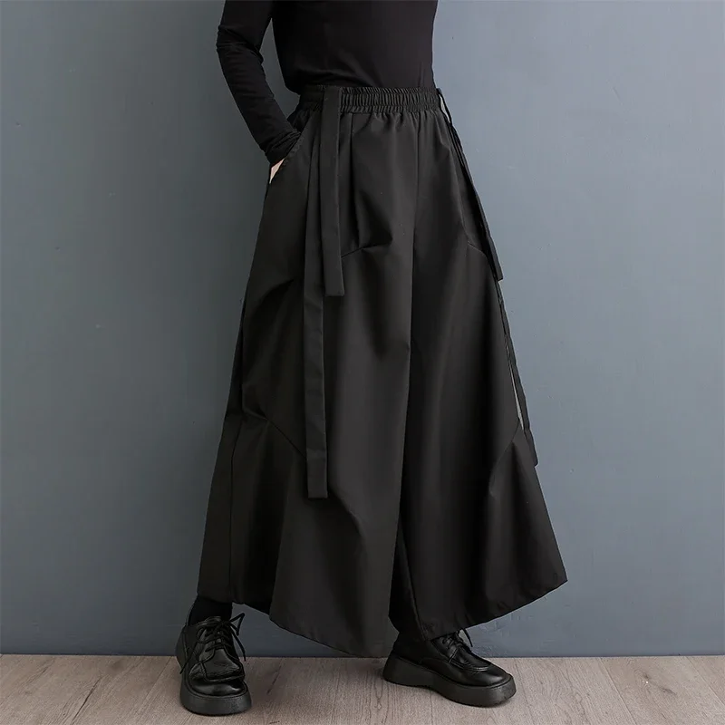 

Women Elastic High Waist Culottes Loose Palazzo Harem Pants Casual Capris Plus Size Wide Leg Pantalones Fashion Jogger Slacks