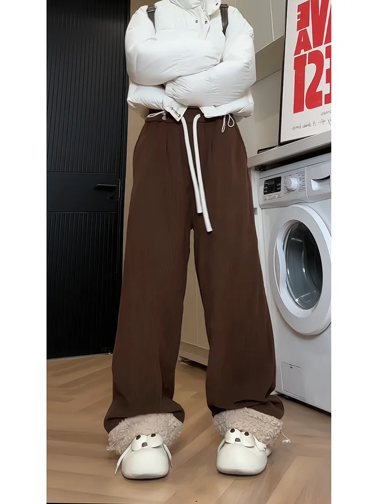 

Thiened Corduroy Men's Winter Pants Fce Lined Casual Warm Cotton Trousers Japanese Sle Retro Lamb Velvet Long Pants