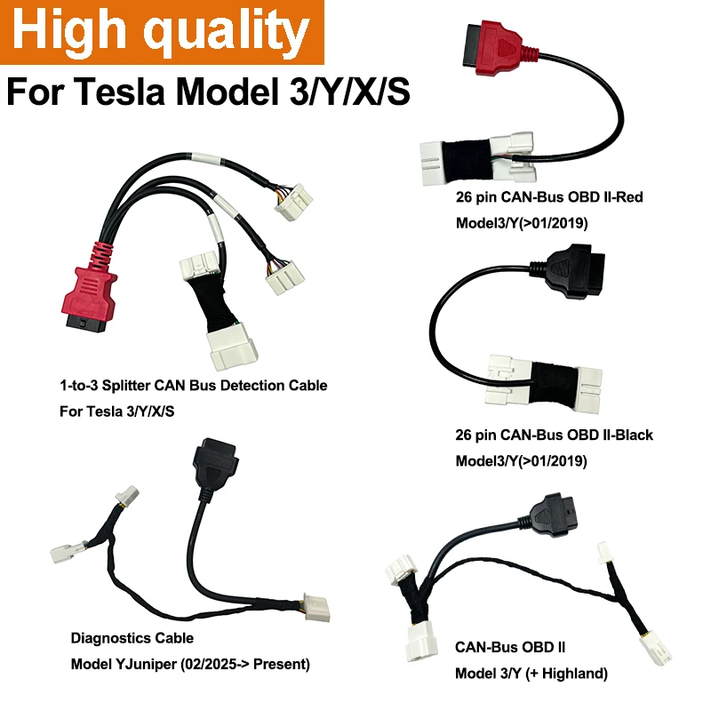 CAN-Bus Diagnostic Wiring Harness OBD II Adapter For Tesla Model3/Y Highland Juniper Model S/X 1-to-3 Splitter 26Pin OBD2 Adapte