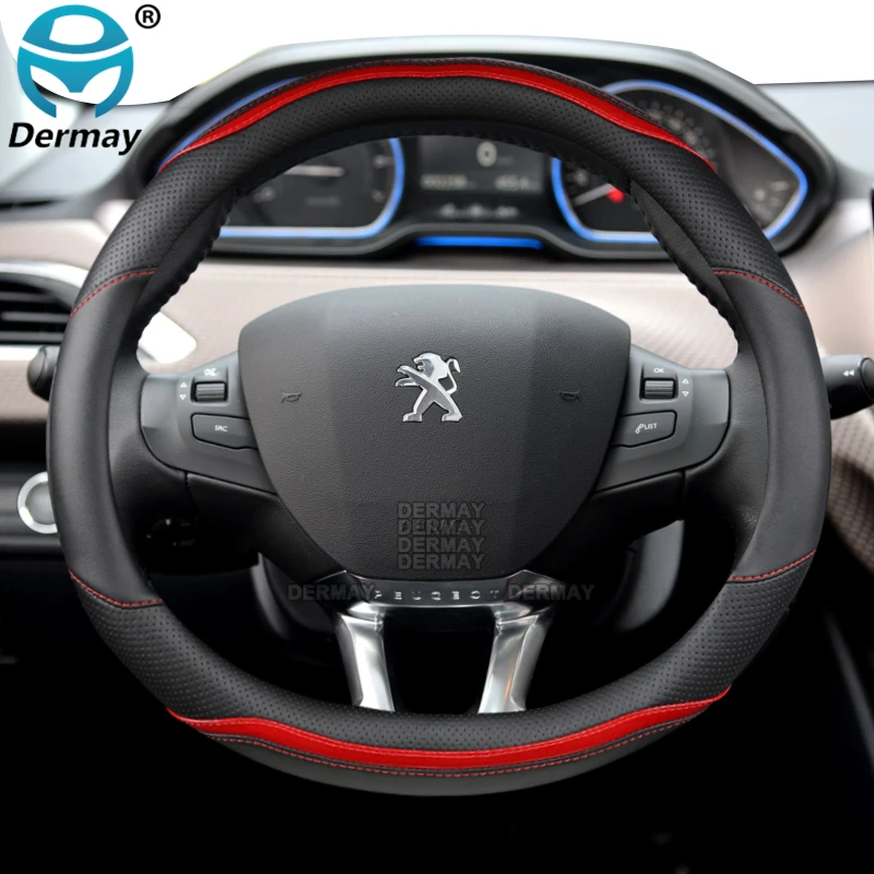 Car Steering Wheel Cover Carbon Fibre +Leather for Peugeot 208 2012~2018 Peugeot 308 2014~2021 2008 2013~2018 Auto Accessories