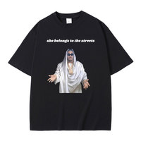 Fuuny Hip Hop Rapper Future She Belongs To The Streets Meme Tshirt Fun Future Jesus Print T Shirt Male Cotton Oversized T-shirts