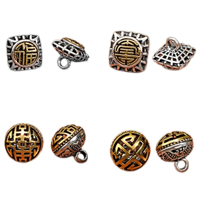 Shou Xifu Closure Buckle Metal Carved Hollowed Pattern for Traditional Projects Costume Making Garment Accessory