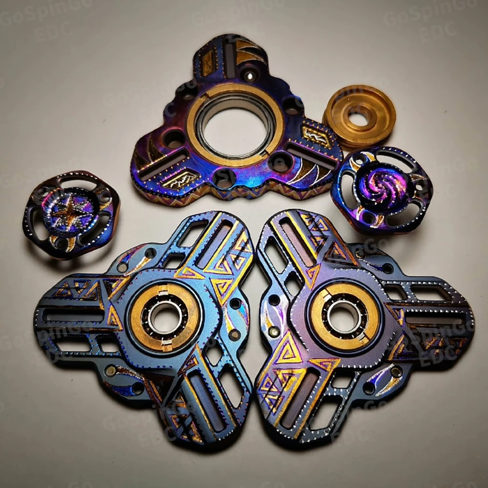 KTS EDC سبائك التيتانيوم الثلاثي تململ سبينر اليد نحت ثلاثة شفرات تململ سبينر أدوات تخفيف القلق #5