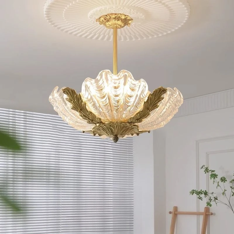 

Retro Luxury Glass All Copper Pendant Light for Bedrooms Living Rooms Dining Table Chandelier Indoor Lighting Hanging Fixture