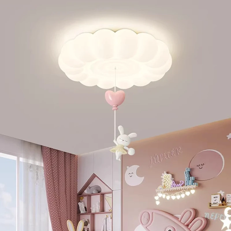 Children's Room Cloud Ceiling Lamps LED Bunny Cloud Lamp French Cream Style Princess Room Baby Room Girl Bedroom Ceiling Lights