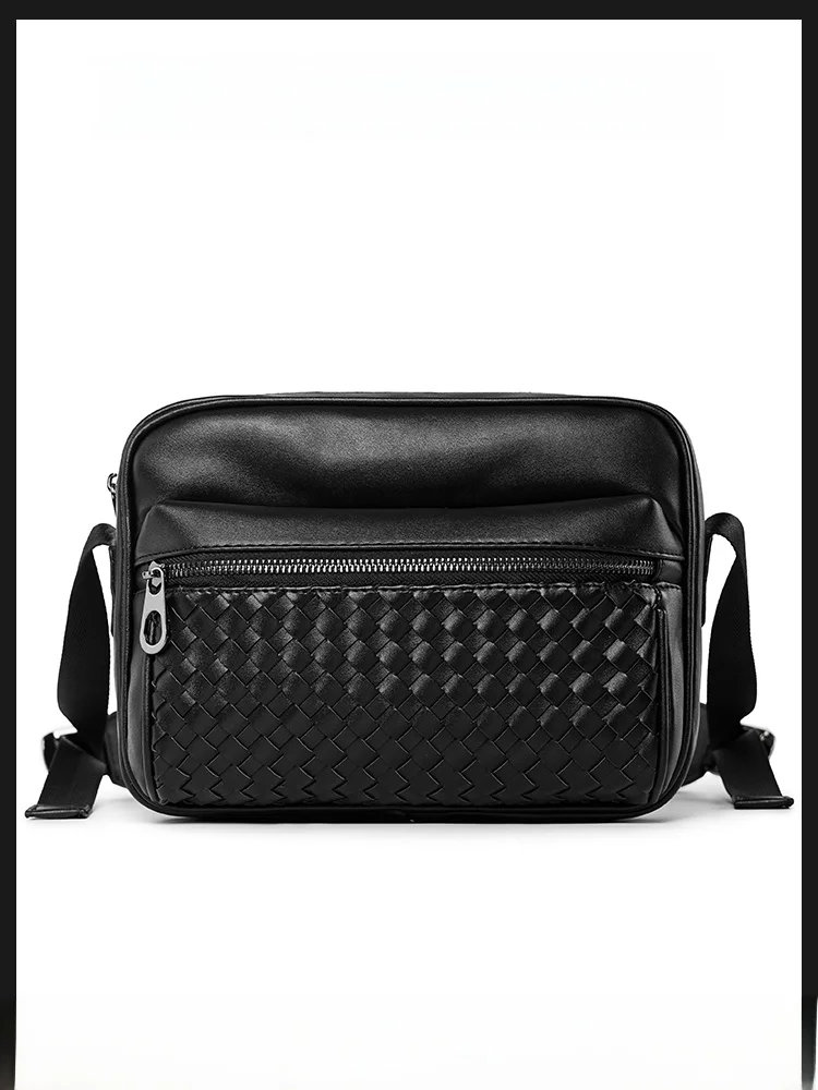 

High-Quali Faionable Men's oulder Bag Busin Travel Leisure Weaving Design Luxury Single Strap Crossbody Bag