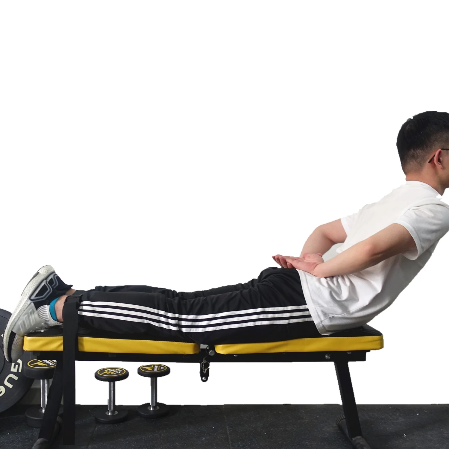 Bilbear Sangle nordique réglable avec tapis pour genoux, sangle nordique portable pour boucles nordiques, boucles de jambières, étirements des ischio -jambiers, crunch, abdominaux, machine à boucler