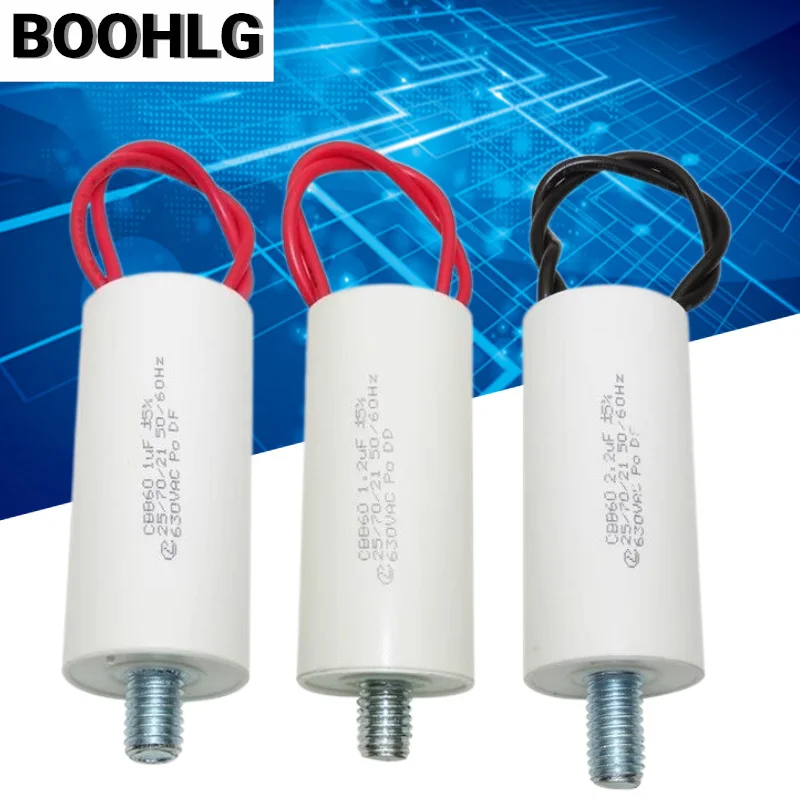 1 шт. CBB60 1 мкФ ~ 2,2 мкФ 630 В двигатель вентилятора пусковой конденсатор сварочный конденсатор снизу с винтами