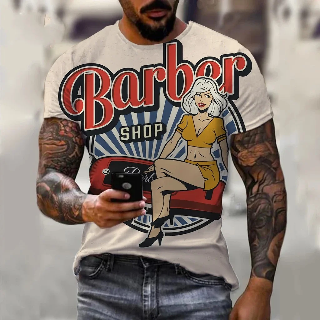 Funny Barber T Shirt For Mens Fashion Short Sleeve Uniform Tops Hip Hop Trend Harajuku Pullover Casual O-neck Oversized T-shirts