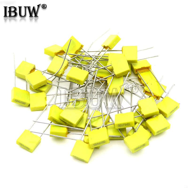 20PCS Polypropylene Safety Plastic Film 100V 1nF ~ 470nF 100nf 220nf 10nf 47nf 22nf 1nf 0.47uf 0.1uf Correction capacitor IBUW — 2