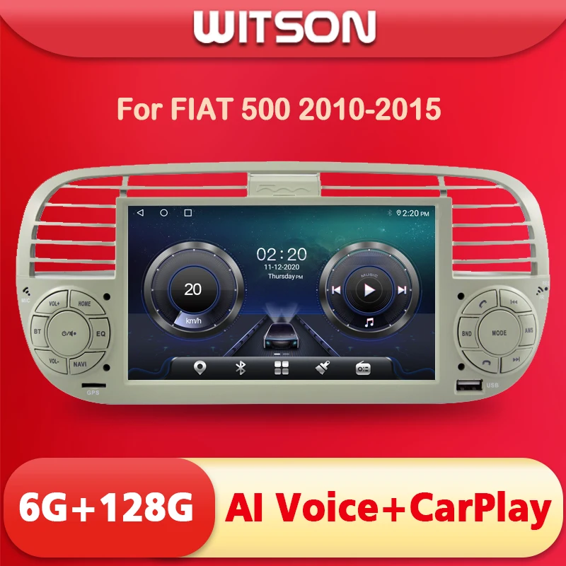 WITSON Android 13 CAR RADIO for FIAT 500 Abarth 2008-2015 IPS Multimedia Stereo Auto Audio GPS Navigation Video Carplay