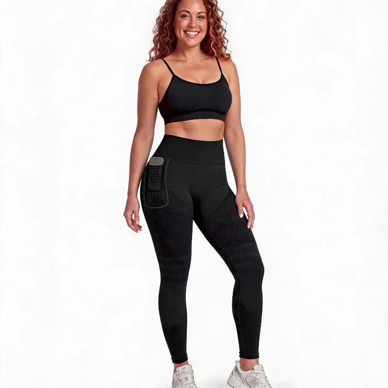 Hot Sale Side Pocket Pants Sexy Lines Hip Lift Sports Leggings Women's High Waist Elastic Fitness Pants Running Yoga Pants