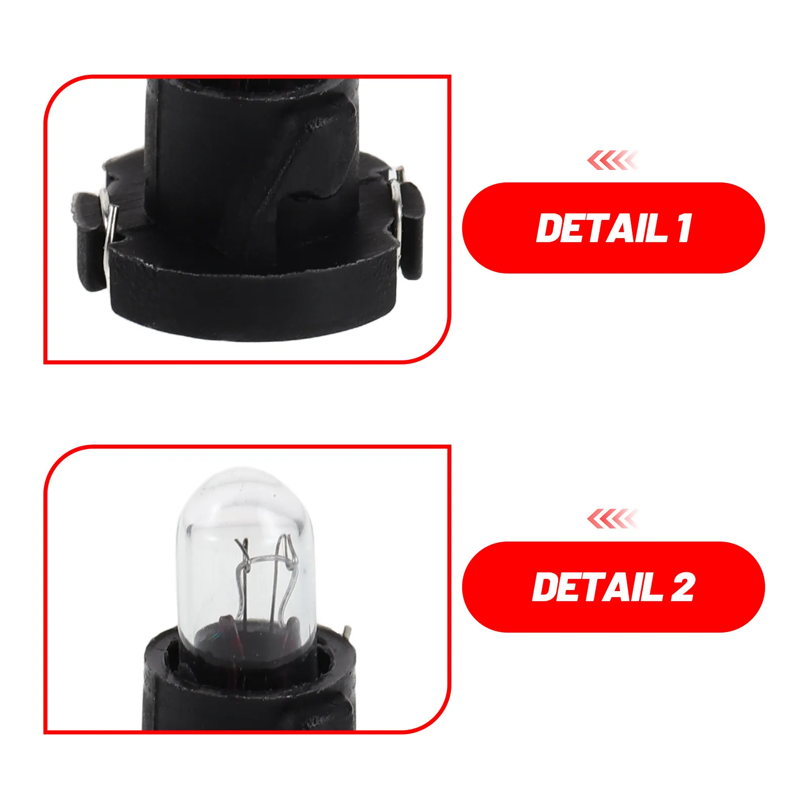 LED Instrument Panel Bulb 12V T5 Wedge 5000K White Automotive Dashboard Lamp for Car Speedometer Odometer Backlight