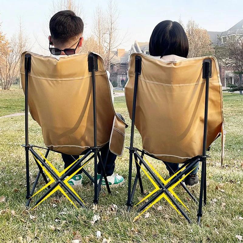 كرسي قابل للطي للاستخدام الخارجي، كرسي تخييم محمول لصيد الأسماك والنزهات، كرسي شاطئ عالي الظهر يمكن زيادة الرسم #2