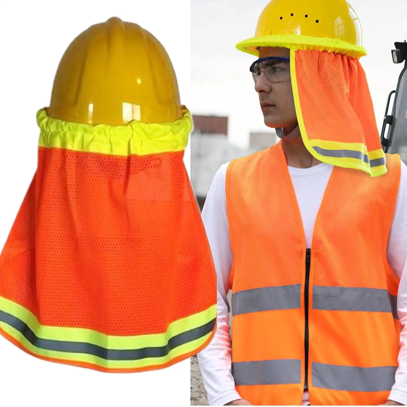 Hard Hat Neck Shield Reflective Safety Brim Cover for Construction Workers Outdoor Summer Sun Protection Helmet Durable Flex Fit