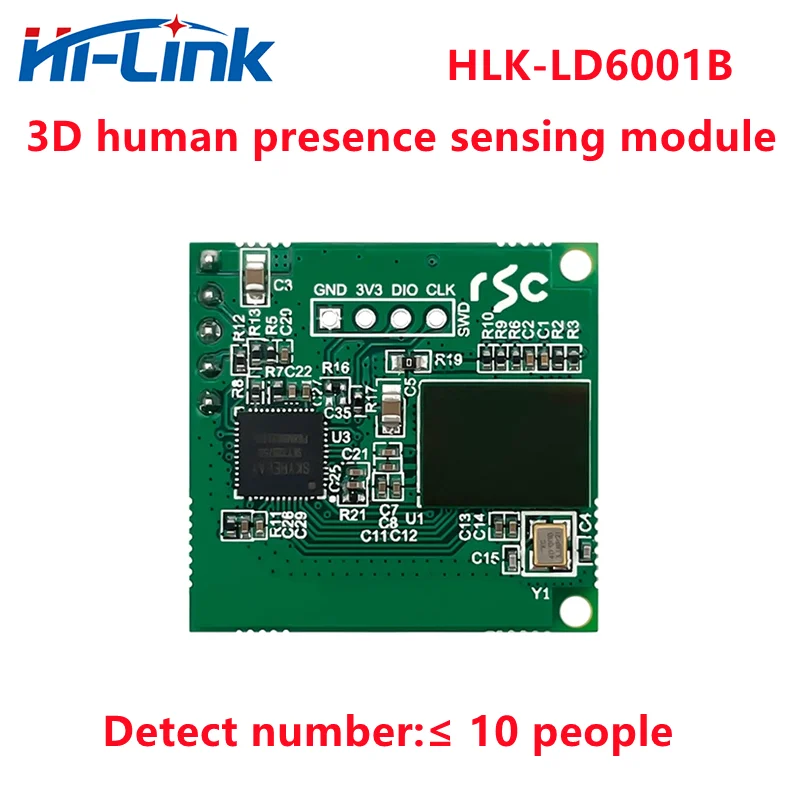 مرحبا لينك 60 جيجا هرتز MMWave الرادار وحدة رادار عالية الدقة ثلاثية الأبعاد استشعار الوجود البشري HLK-LD6001B كشف 10 أشخاص حساسية عالية