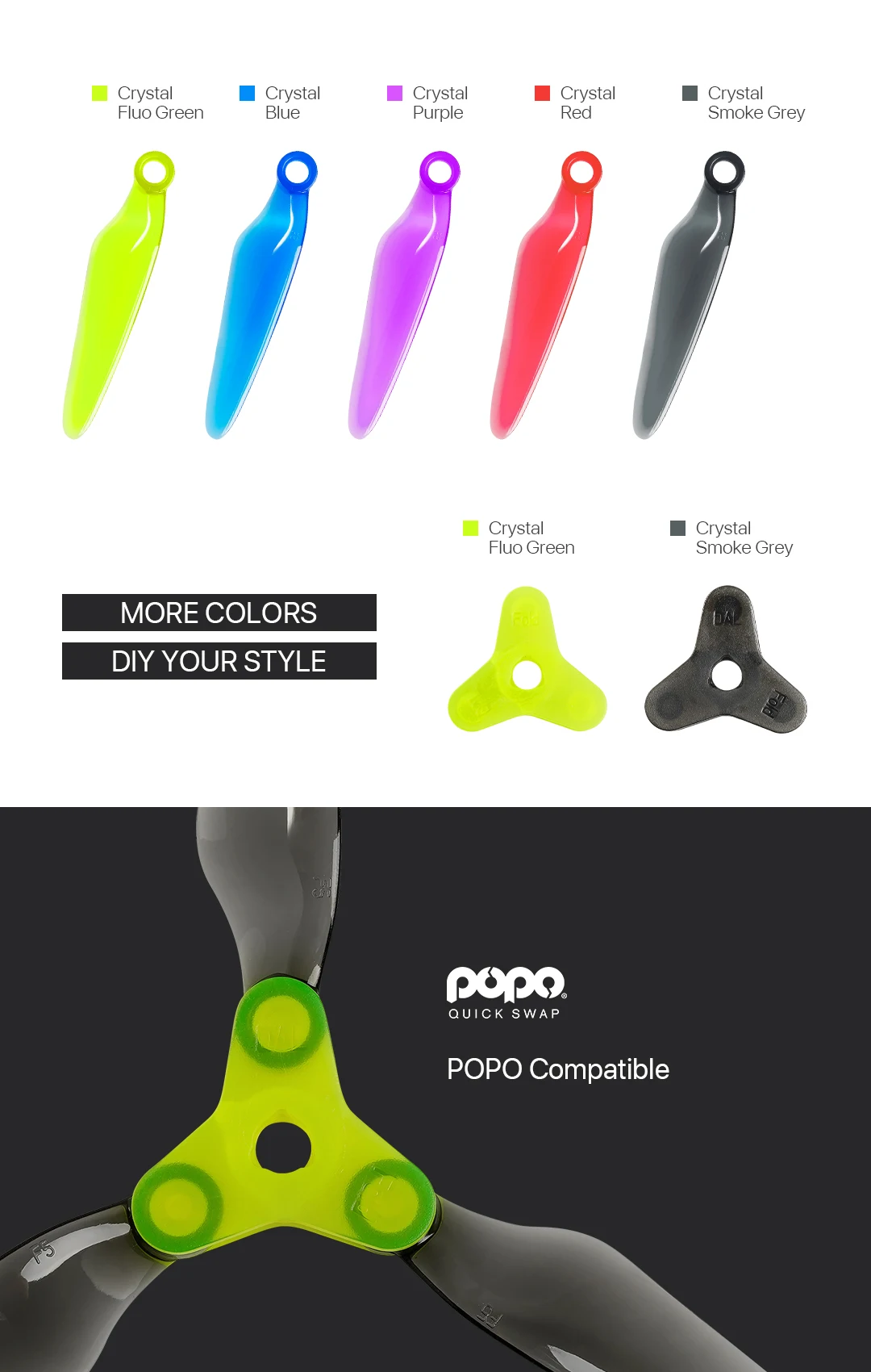 6 pares (6CW+6CCW) DALPROP Fold 2 F5 - hélice plegable de 3 aspas de 5 pulgadas