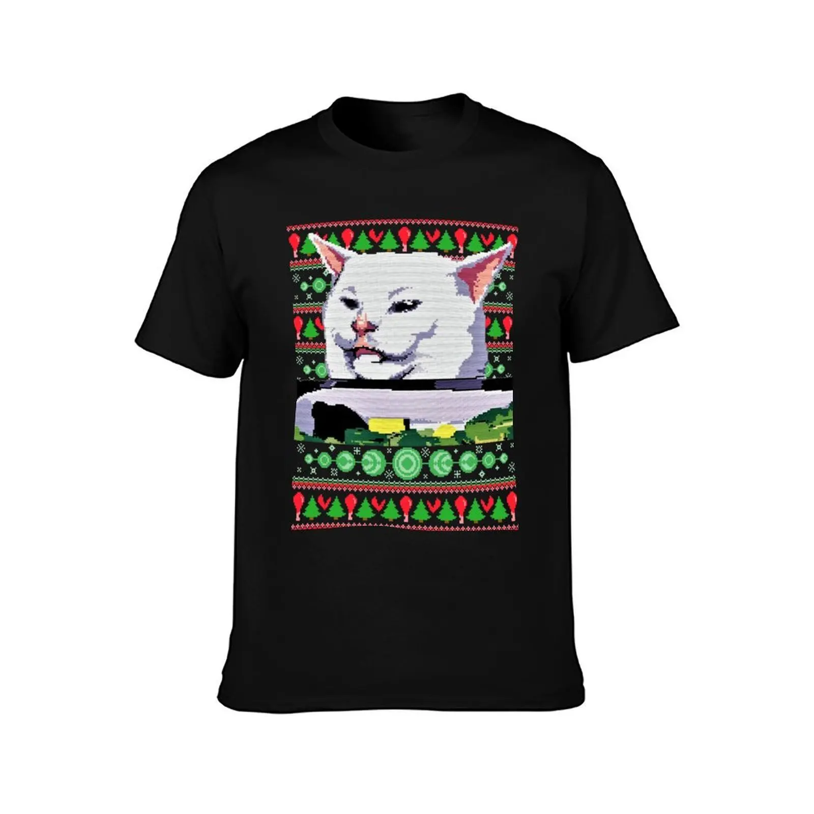 Copy of Woman yelling at cat Dank meme Ugly Christmas Shirt T-Shirt Big Size Short Sleeve Casual Top T-Shirt